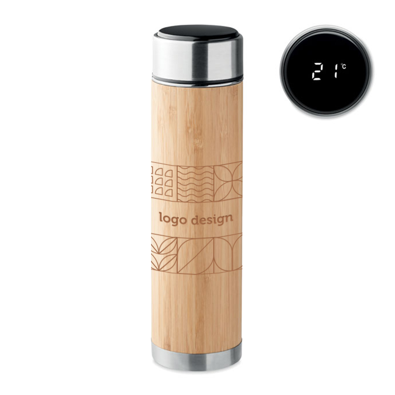 Double-walled thermos bottle LED