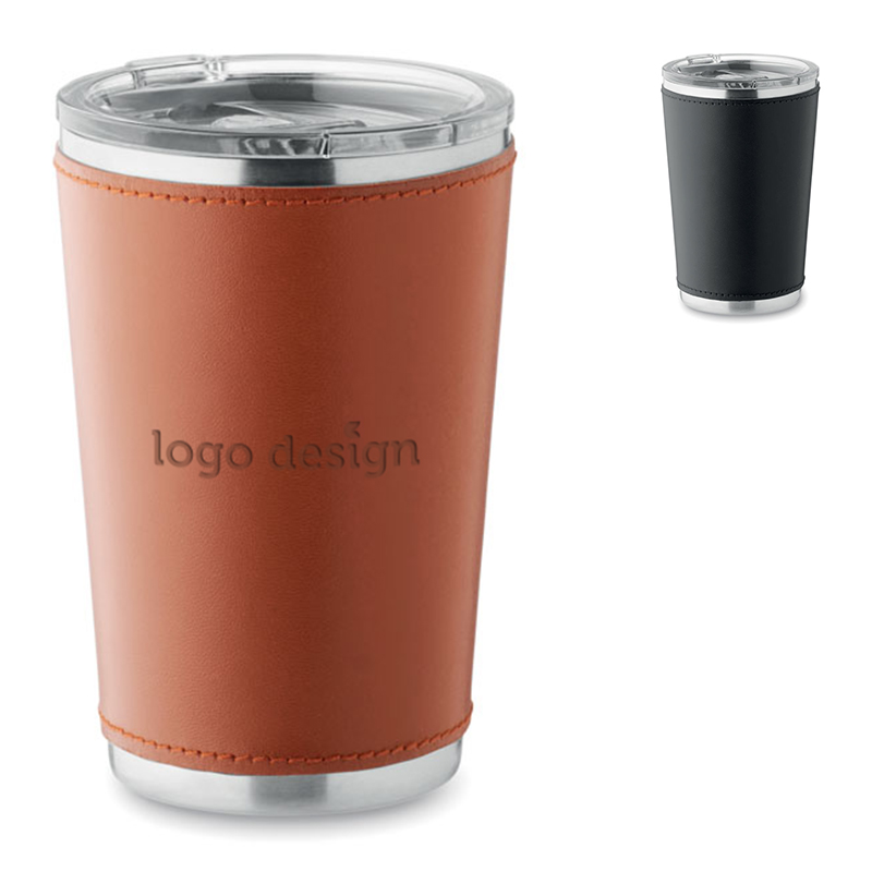 Coffee mug with leather cover