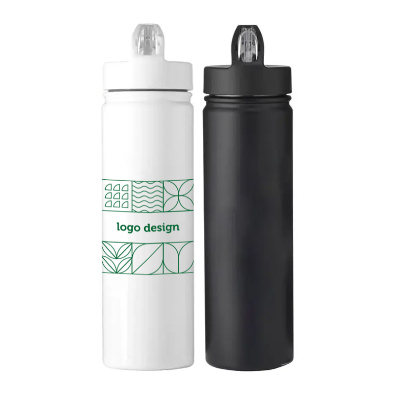 Stainless steel water bottle with sports cap