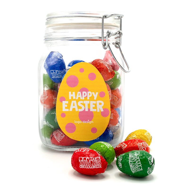 Candy jar with Easter eggs