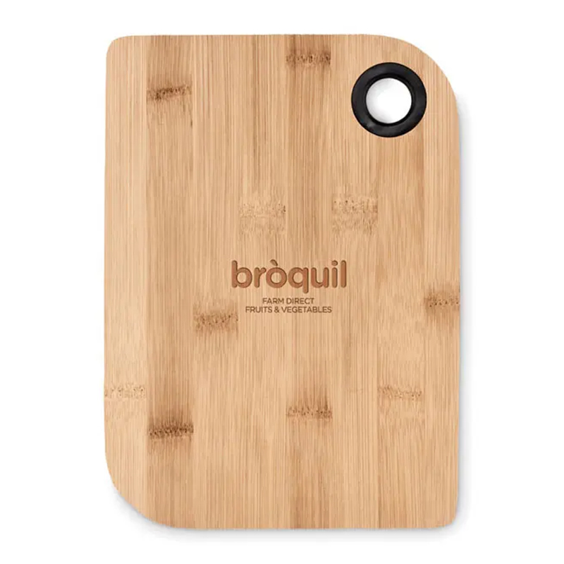 Bamboo cutting board with thumb hole