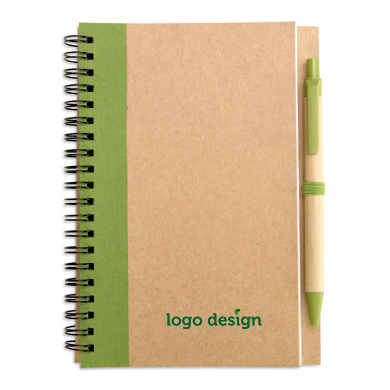 Recycled notebook with pen