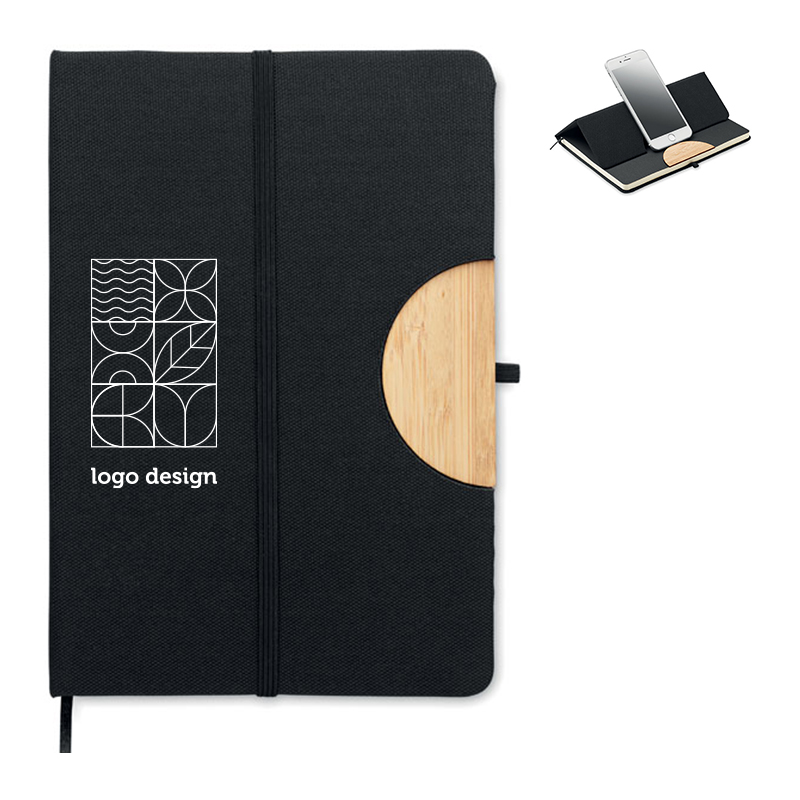 Notebook with phone stand