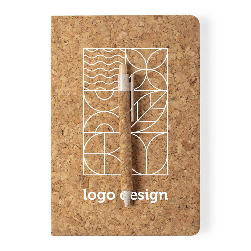 Notebook set of cork and wheat straw