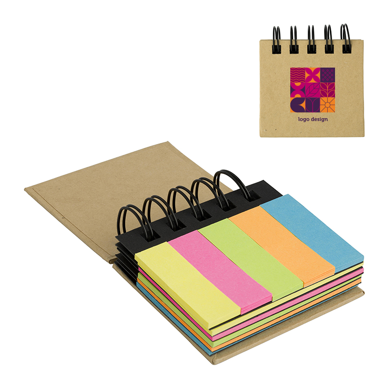 Notebook with sticky notes