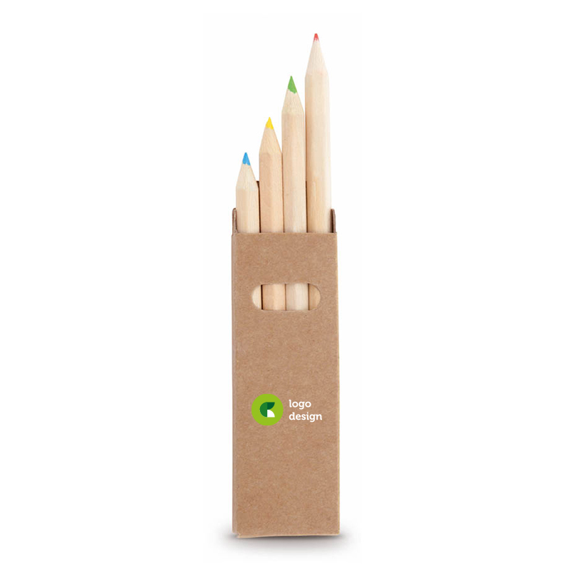 4 wooden pencils in a box