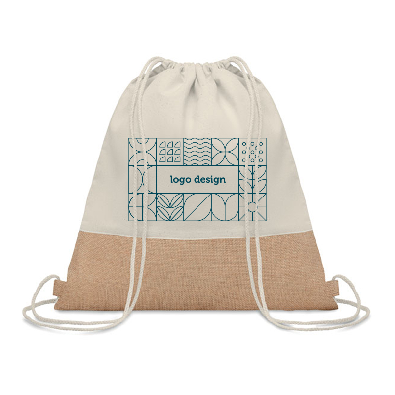 Cotton backpack with jute