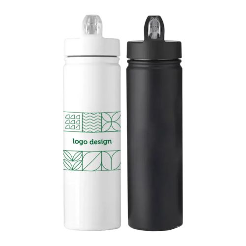 Stainless steel water bottle with sports cap - Image 1