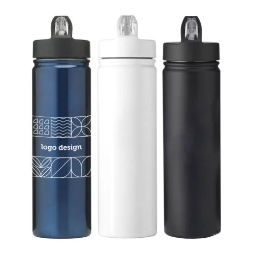 Stainless steel water bottle with sports cap - Image 1