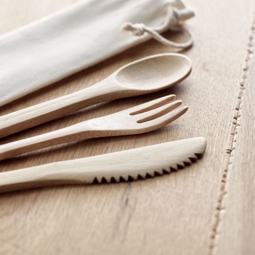 Bamboo cutlery set reusable - Image 3