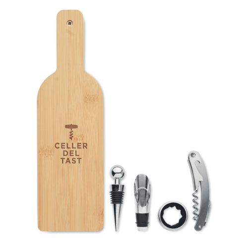 Wine set in bamboo box - Image 1