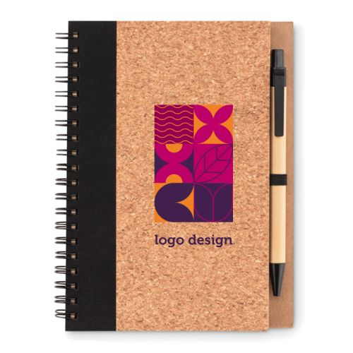 Cork notebook with ballpoint pen recycled cardboard - Image 1